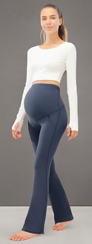 JOYSPELS Smooth Feeling Maternity Bootcut Pants with Pockets Over The Belly Pregnancy Yoga Pants for Work Casual