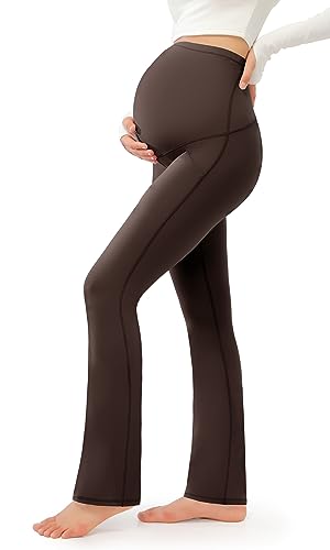 JOYSPELS Smooth Feeling Maternity Bootcut Pants with Pockets Over The Belly Pregnancy Yoga Pants for Work Casual