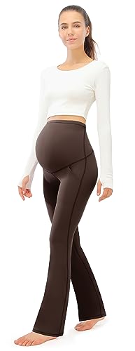 JOYSPELS Smooth Feeling Maternity Bootcut Pants with Pockets Over The Belly Pregnancy Yoga Pants for Work Casual