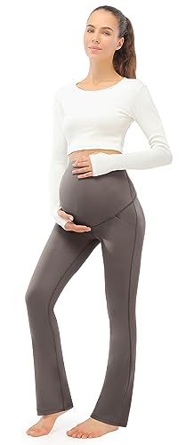 JOYSPELS Smooth Feeling Maternity Bootcut Pants with Pockets Over The Belly Pregnancy Yoga Pants for Work Casual