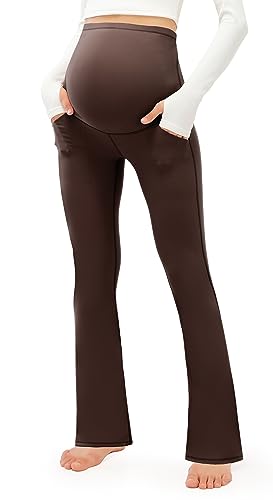 JOYSPELS Smooth Feeling Maternity Bootcut Pants with Pockets Over The Belly Pregnancy Yoga Pants for Work Casual