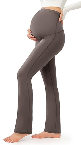 JOYSPELS Smooth Feeling Maternity Bootcut Pants with Pockets Over The Belly Pregnancy Yoga Pants for Work Casual