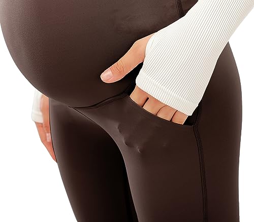 JOYSPELS Smooth Feeling Maternity Bootcut Pants with Pockets Over The Belly Pregnancy Yoga Pants for Work Casual