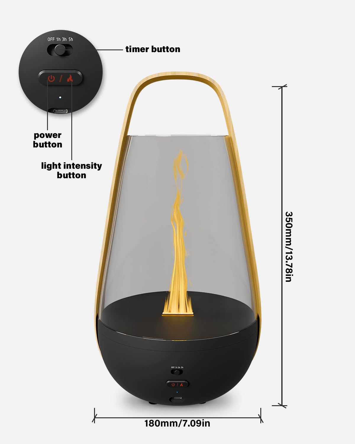 S5 Essential Oil Diffuser, Safe Flame Aromatherapy Diffuser with 3 Level, Cool Mist Humidifier for Large Room, Scent Aroma Diffuser with Auto Off Function for Home