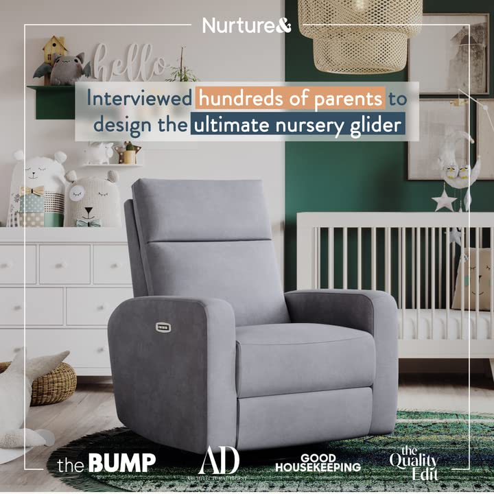 Nurture& The Glider Plus - Premium Nursery Power Recliner | Swivel Chair with Adjustable Head Support and Adjustable Lumbar Support | Built-in USB - The Ultimate Comfort for Nursing, Relaxing (Ivory)