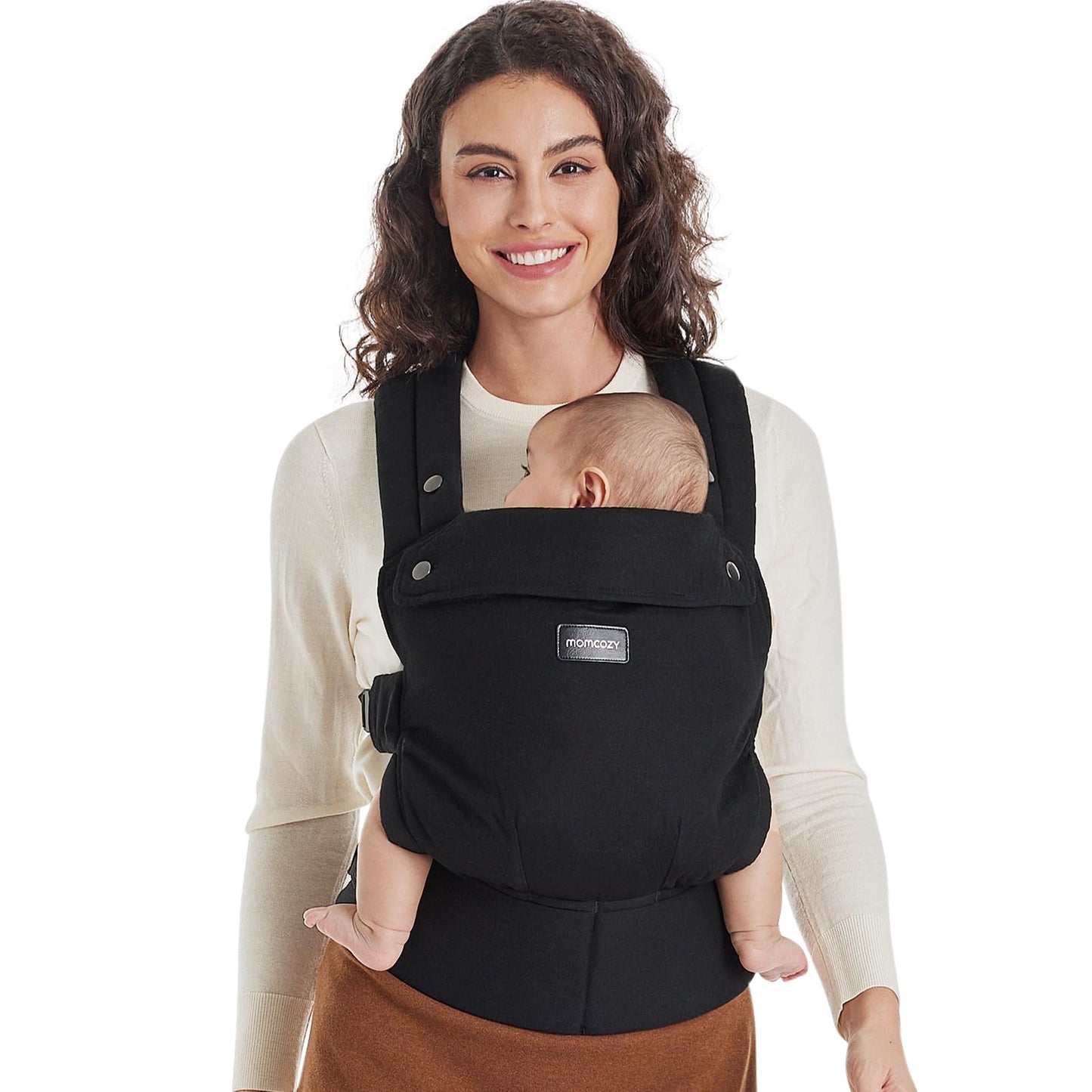 Momcozy Baby Carrier - Ergonomic, Cozy and Lightweight Carrier for 7-44lbs, Effortless to Put On, Ideal for Hands-Free Parenting, Enhanced Lumbar Support, Purehug for Infant to Toddler, Khaki