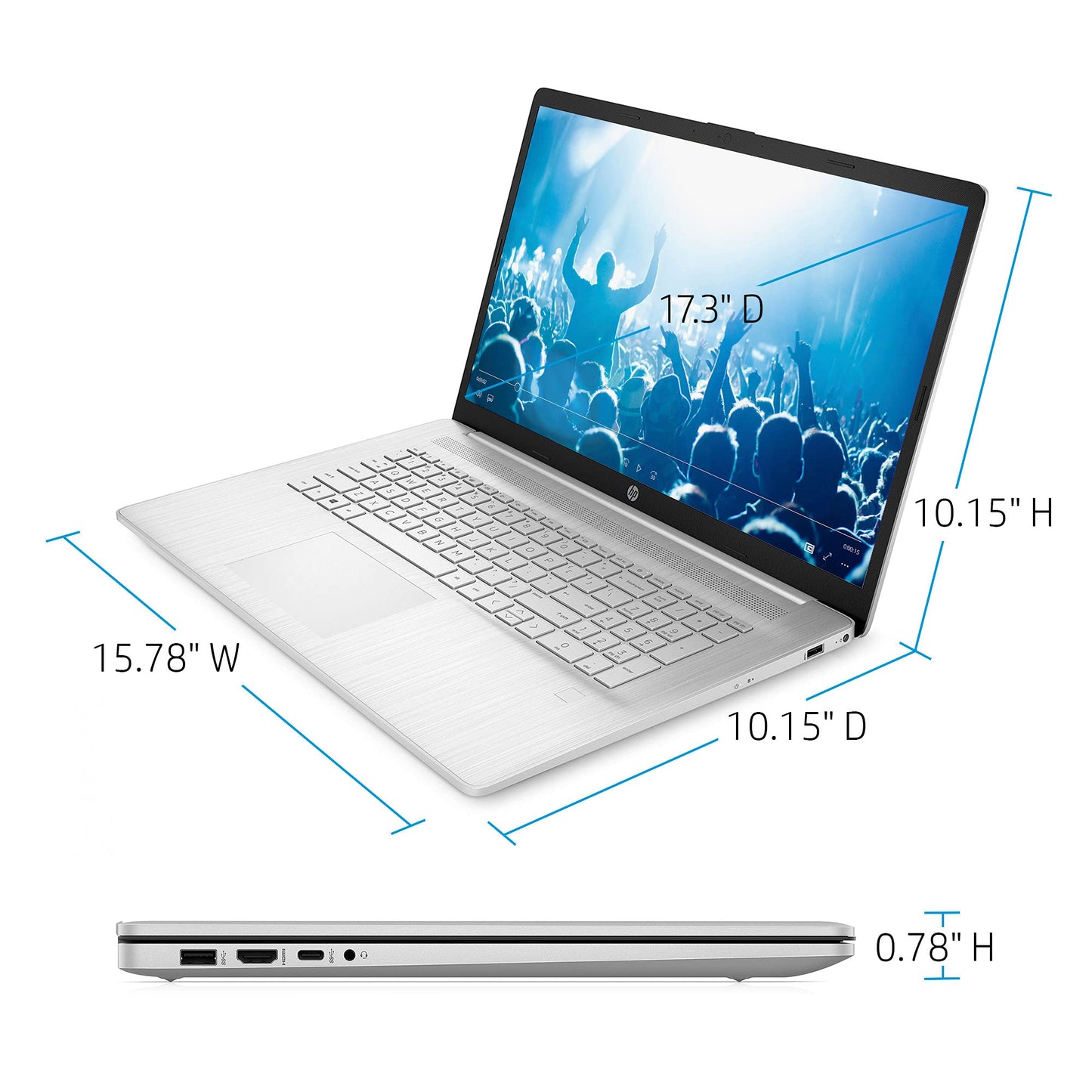 HP 2024 New 17 inch Laptop, AMD Ryzen 5 5500U 6-Cores Processor(Beat i7-1250U), 17" FHD (1080p) IPS Display, 32GB RAM, 1TB SSD, Fingerprint Reader, Windows 11 Pro, w/WOWPC Recovery USB