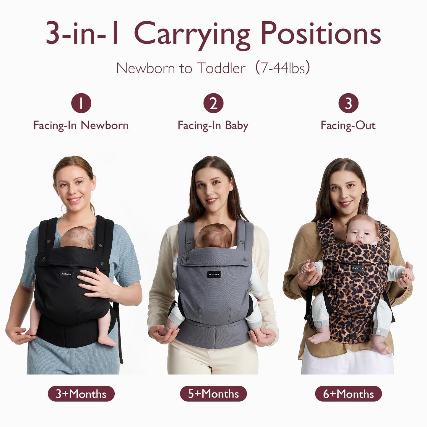 Momcozy Baby Carrier - Ergonomic, Cozy and Lightweight Carrier for 7-44lbs, Effortless to Put On, Ideal for Hands-Free Parenting, Enhanced Lumbar Support, Purehug for Infant to Toddler, Khaki