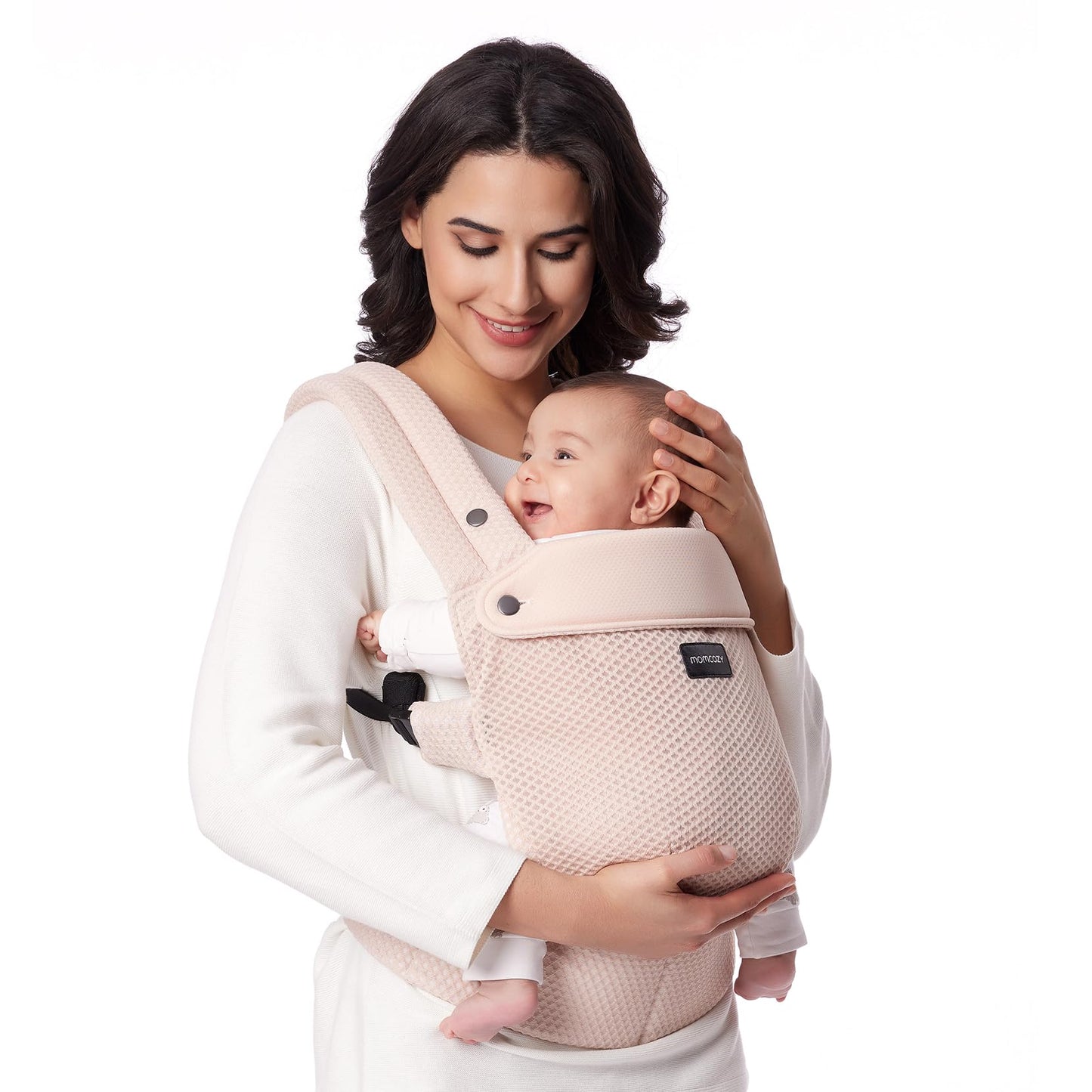 Momcozy Baby Carrier - Ergonomic, Cozy and Lightweight Carrier for 7-44lbs, Effortless to Put On, Ideal for Hands-Free Parenting, Enhanced Lumbar Support, Purehug for Infant to Toddler, Khaki