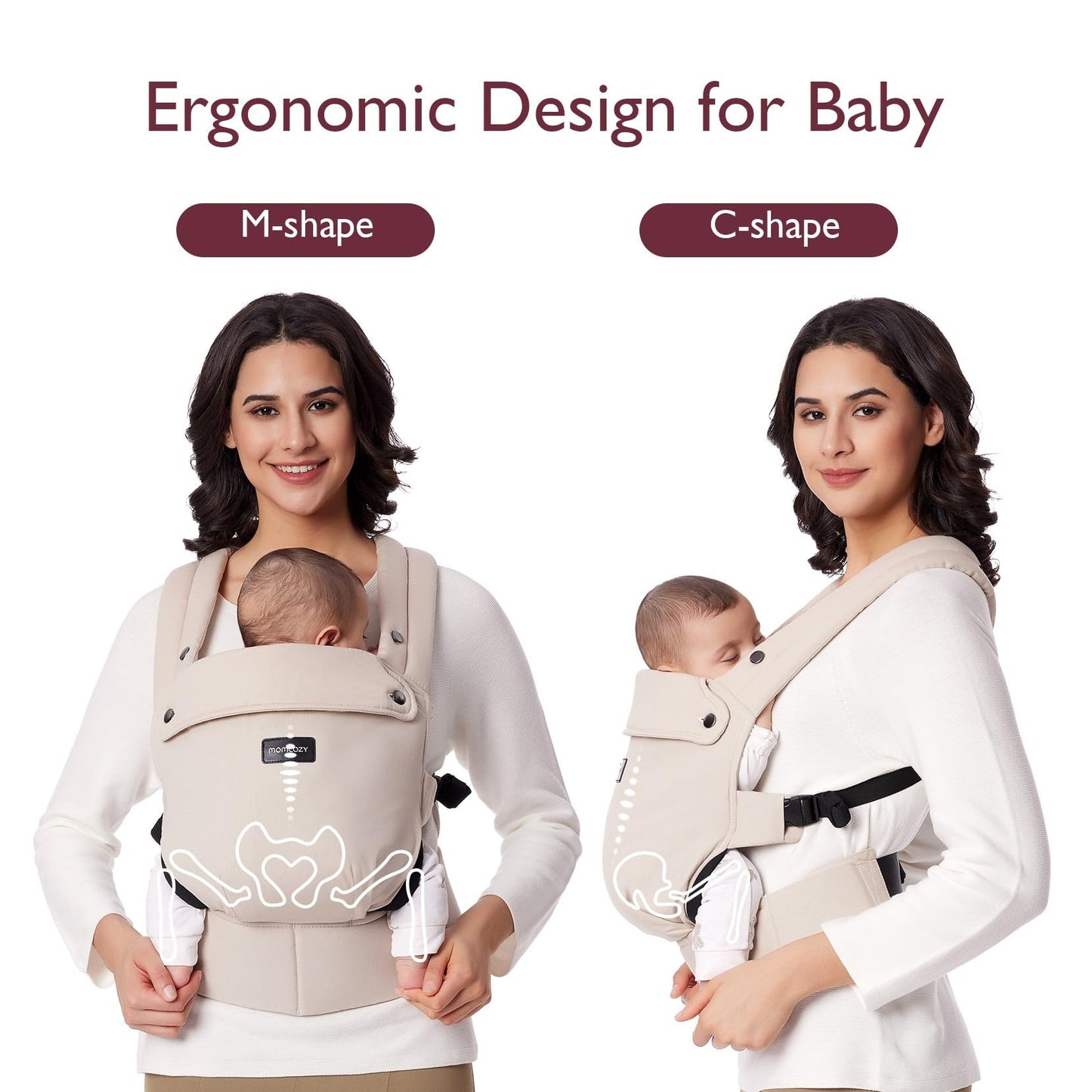 Momcozy Baby Carrier - Ergonomic, Cozy and Lightweight Carrier for 7-44lbs, Effortless to Put On, Ideal for Hands-Free Parenting, Enhanced Lumbar Support, Purehug for Infant to Toddler, Khaki