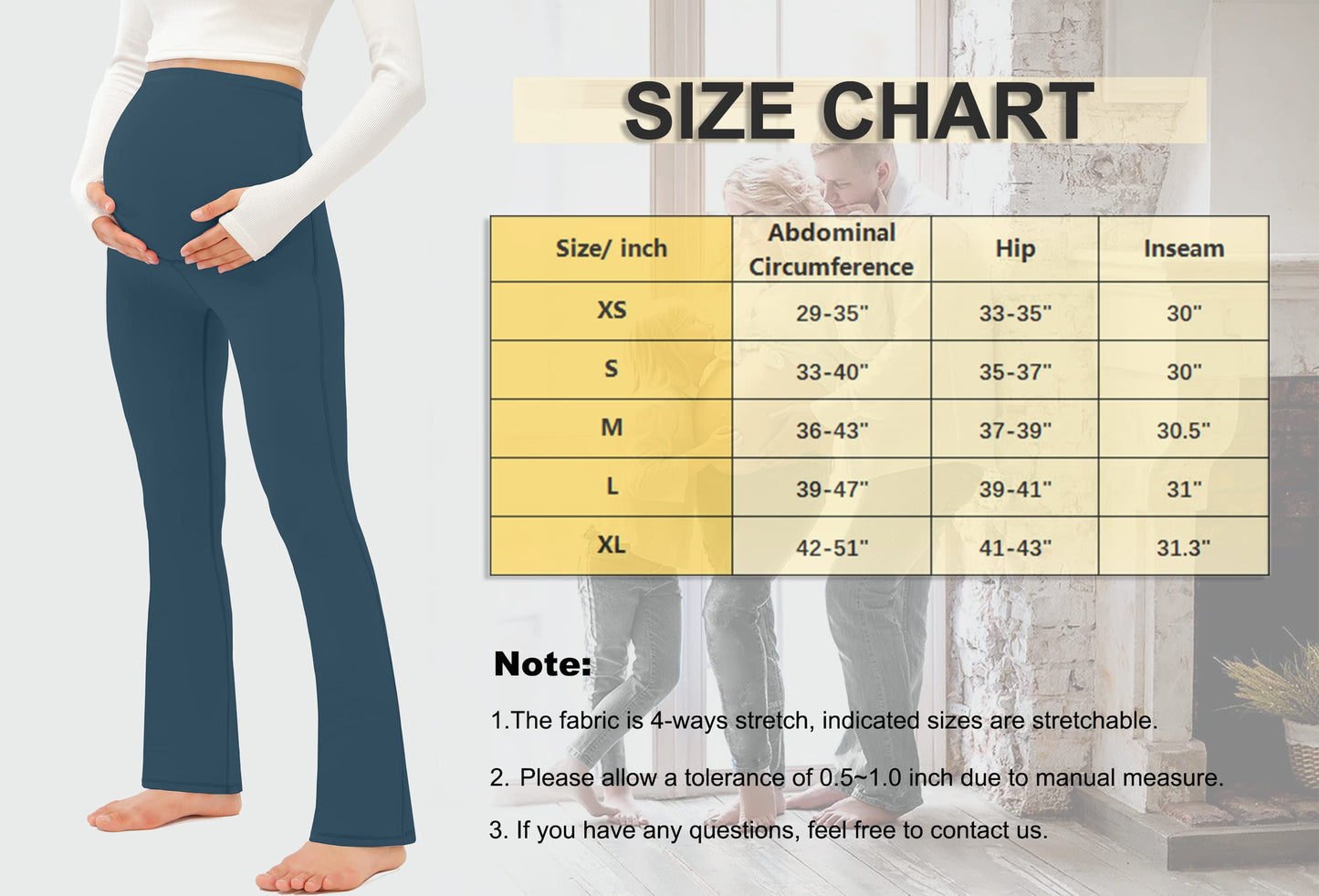 JOYSPELS Smooth Feeling Maternity Bootcut Pants with Pockets Over The Belly Pregnancy Yoga Pants for Work Casual