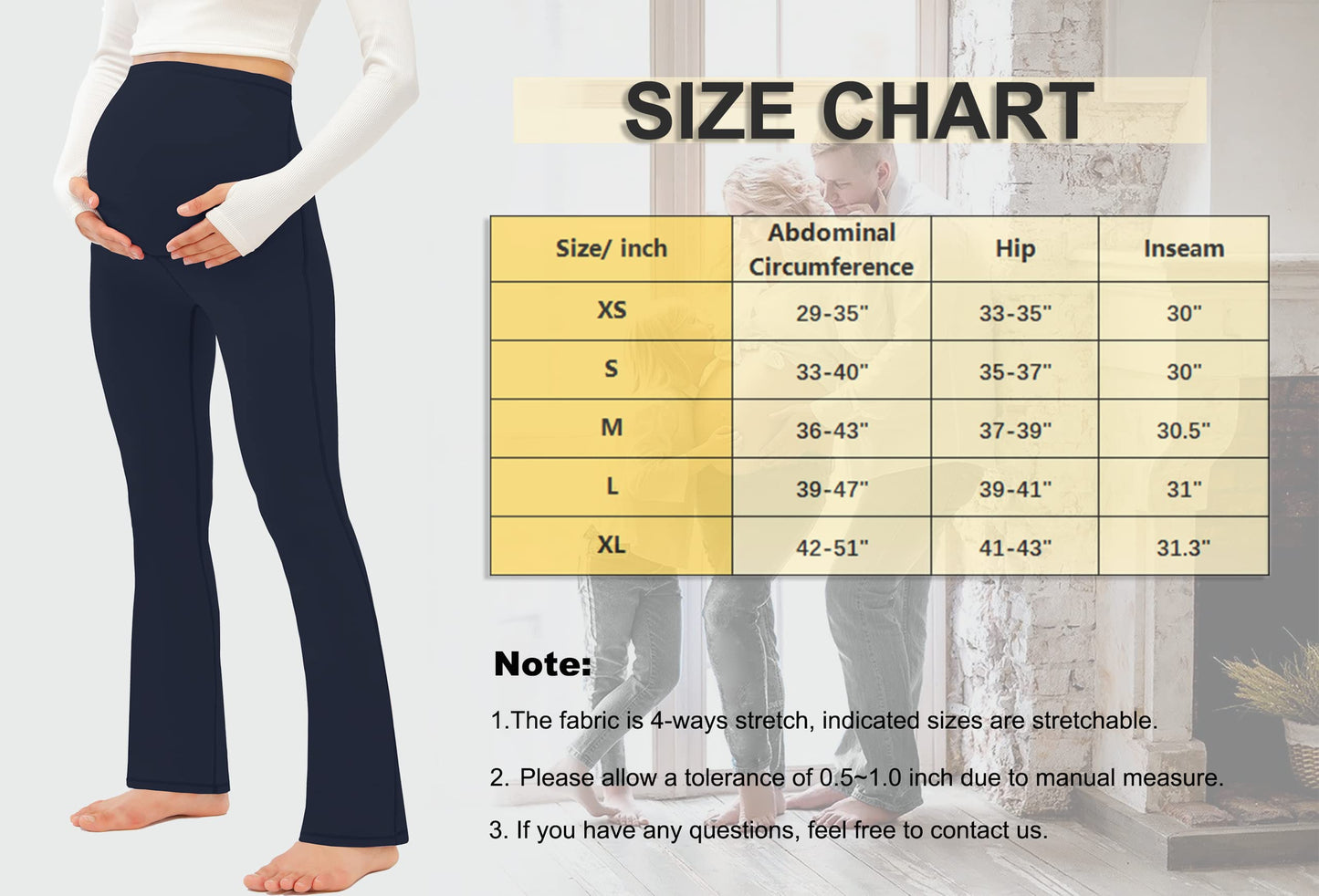 JOYSPELS Smooth Feeling Maternity Bootcut Pants with Pockets Over The Belly Pregnancy Yoga Pants for Work Casual