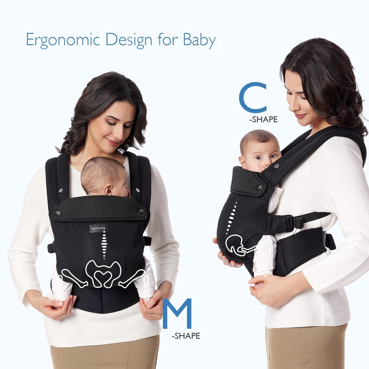 Momcozy Baby Carrier - Ergonomic, Cozy and Lightweight Carrier for 7-44lbs, Effortless to Put On, Ideal for Hands-Free Parenting, Enhanced Lumbar Support, Purehug for Infant to Toddler, Khaki