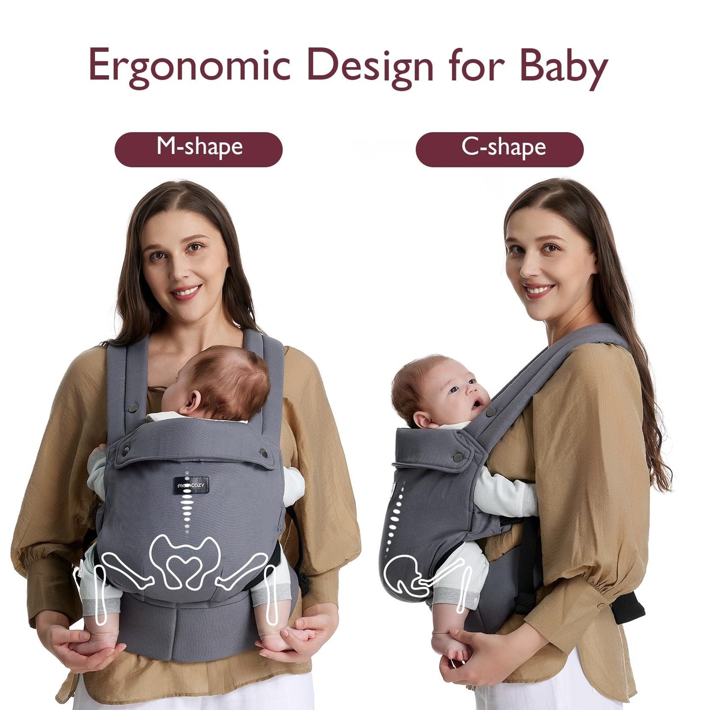 Momcozy Baby Carrier - Ergonomic, Cozy and Lightweight Carrier for 7-44lbs, Effortless to Put On, Ideal for Hands-Free Parenting, Enhanced Lumbar Support, Purehug for Infant to Toddler, Khaki