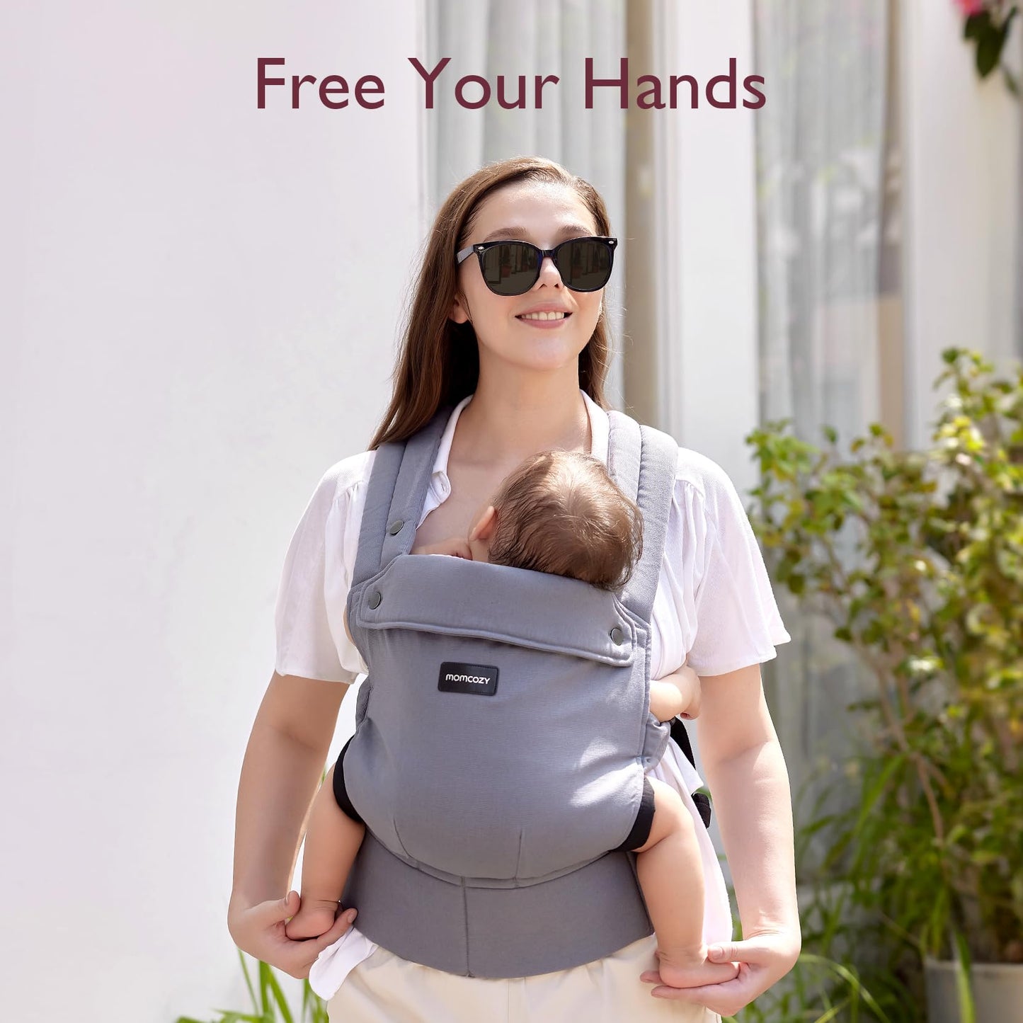 Momcozy Baby Carrier - Ergonomic, Cozy and Lightweight Carrier for 7-44lbs, Effortless to Put On, Ideal for Hands-Free Parenting, Enhanced Lumbar Support, Purehug for Infant to Toddler, Khaki