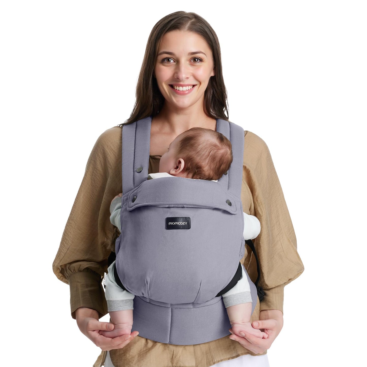 Momcozy Baby Carrier - Ergonomic, Cozy and Lightweight Carrier for 7-44lbs, Effortless to Put On, Ideal for Hands-Free Parenting, Enhanced Lumbar Support, Purehug for Infant to Toddler, Khaki