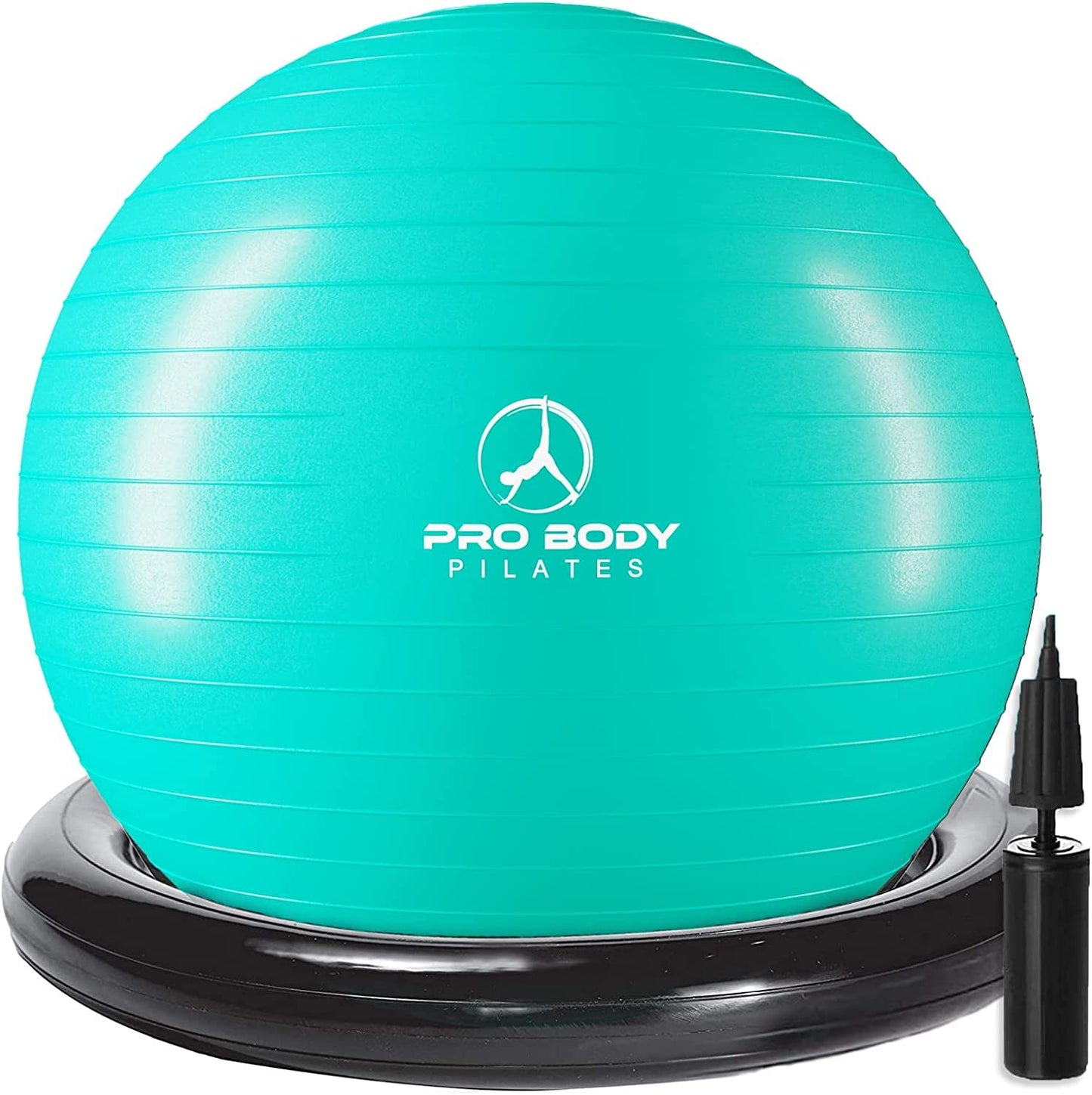 ProBody Pilates Ball Yoga Ball Chair, Exercise Ball Chair with Base or Stand for Home Office Desk Sitting or Workout, 65cm Antiburst Balance & Stability Ball Seat, Large Gym Ball for Back, Abs