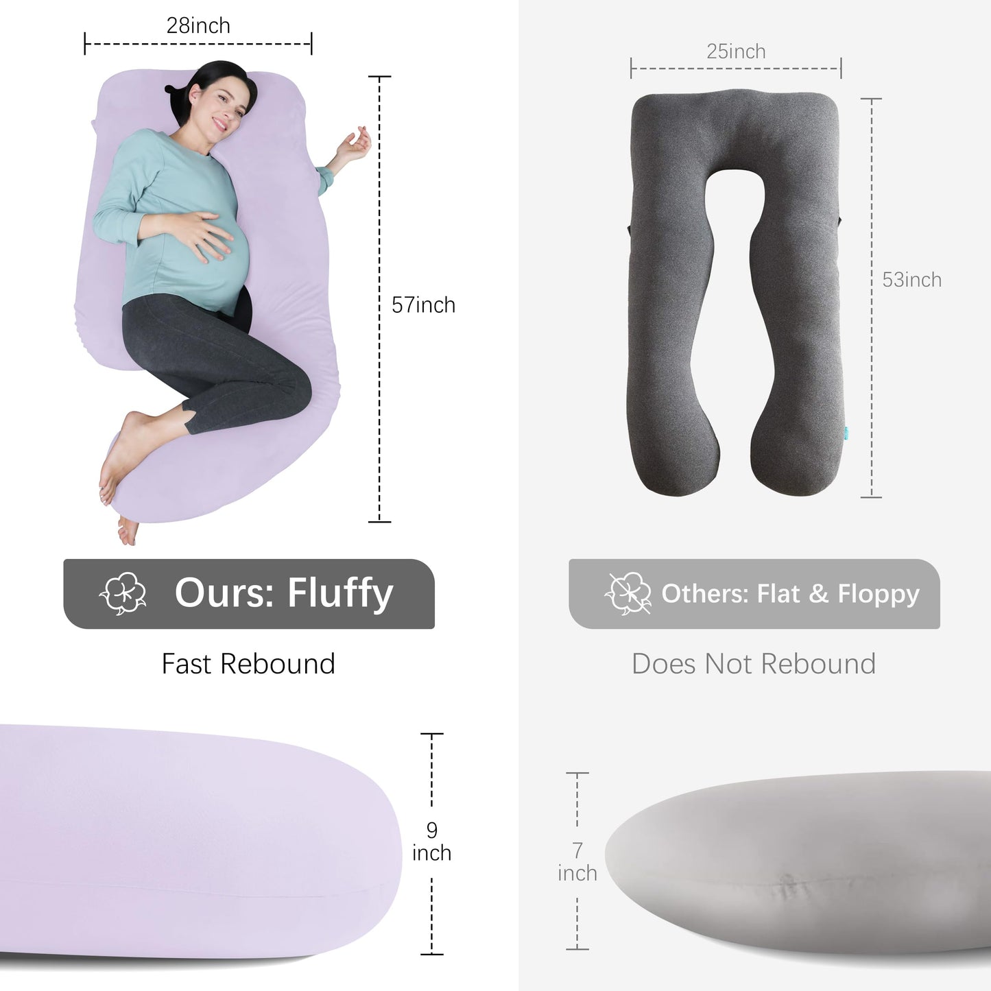 MOON PARK Pregnancy Pillows for Sleeping - U Shaped Full Body Maternity Pillow with Removable Cover - Support for Back, Legs, Belly, HIPS - 57 Inch Pregnancy Pillow for Women - Grey