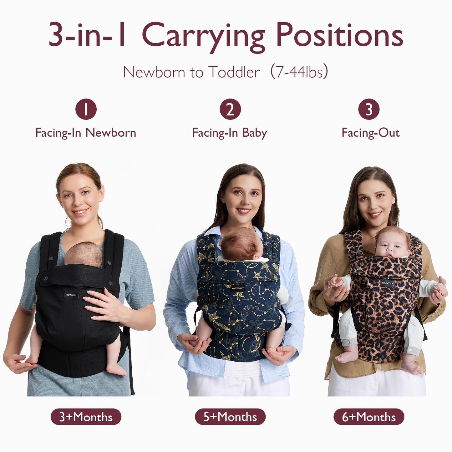 Momcozy Baby Carrier - Ergonomic, Cozy and Lightweight Carrier for 7-44lbs, Effortless to Put On, Ideal for Hands-Free Parenting, Enhanced Lumbar Support, Purehug for Infant to Toddler, Khaki