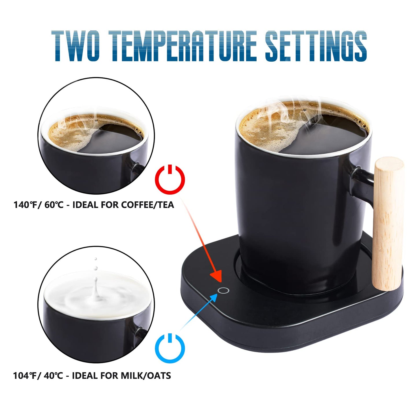 HOWAY Coffee Warmer & Mug Set, Cup Heater for Desk Temperature Control and Smart Auto Shut Off, 14oz