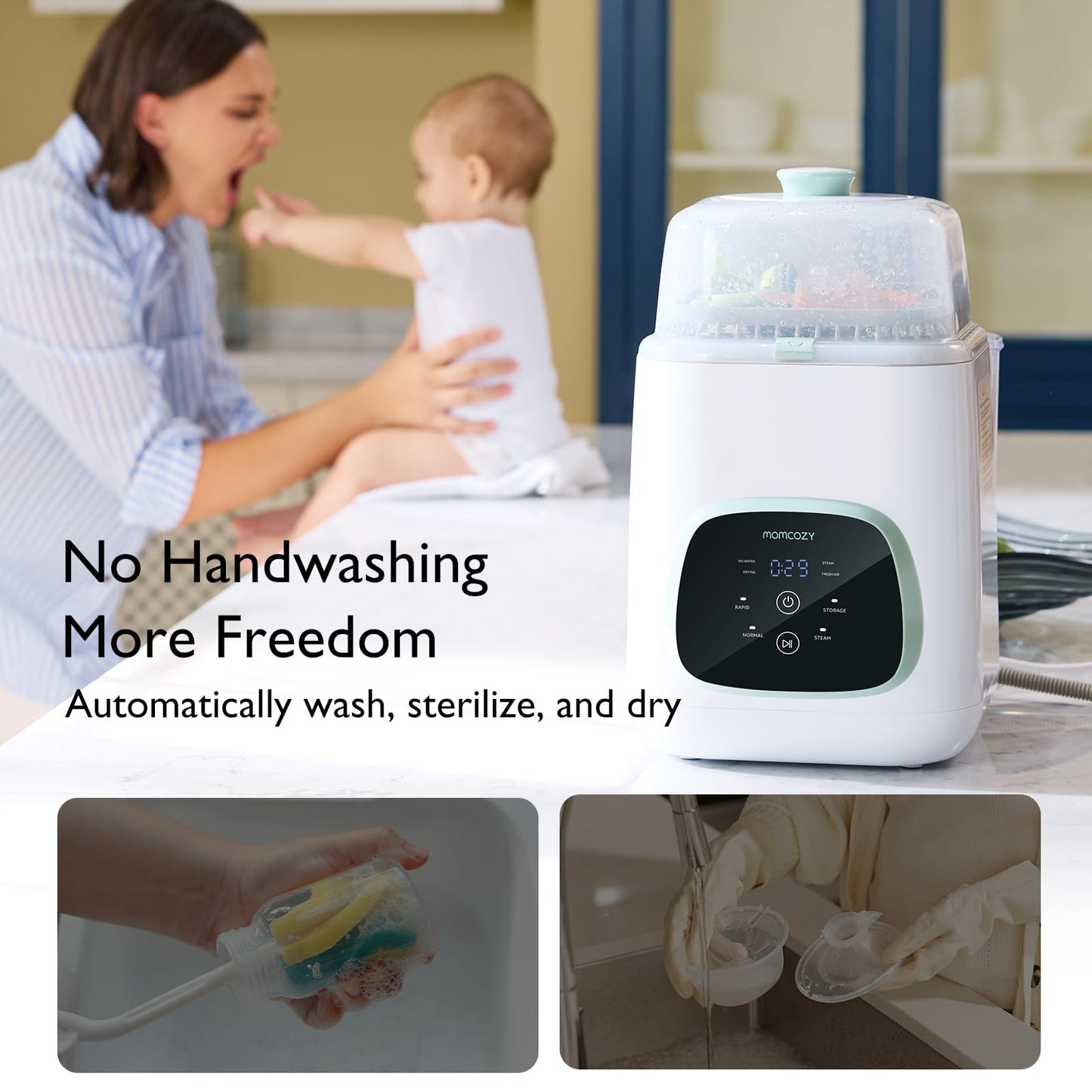 Momcozy KleanPal Pro Baby Bottle Washer - Sterilizer & Dryer Combo for Easy Cleaning - Bottle Washer Machine for All Bottles, Pump Parts & Baby Item Care - Save Time & Effort