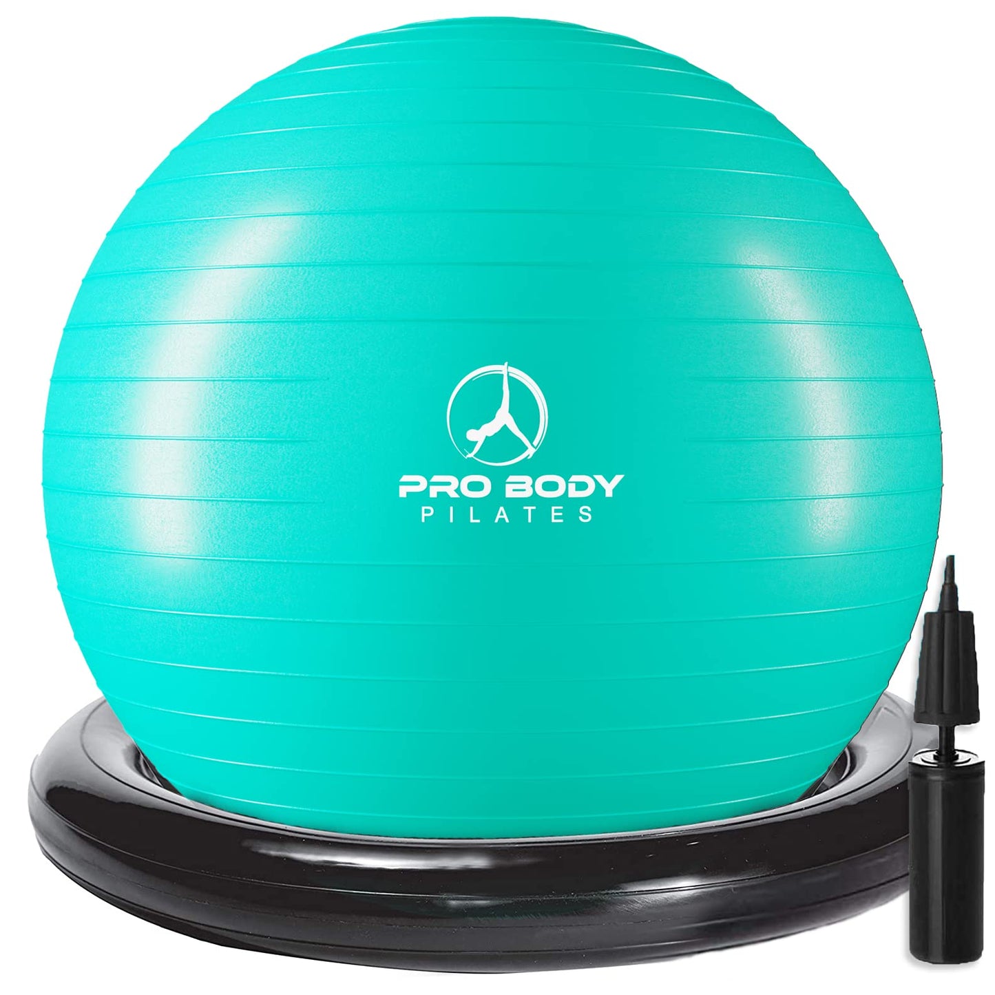 ProBody Pilates Ball Yoga Ball Chair, Exercise Ball Chair with Base or Stand for Home Office Desk Sitting or Workout, 65cm Antiburst Balance & Stability Ball Seat, Large Gym Ball for Back, Abs