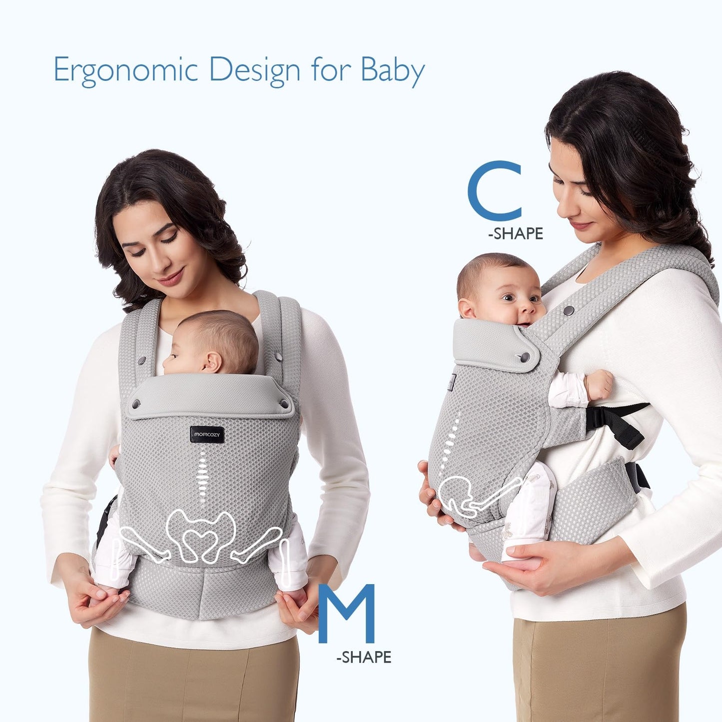 Momcozy Baby Carrier - Ergonomic, Cozy and Lightweight Carrier for 7-44lbs, Effortless to Put On, Ideal for Hands-Free Parenting, Enhanced Lumbar Support, Purehug for Infant to Toddler, Khaki