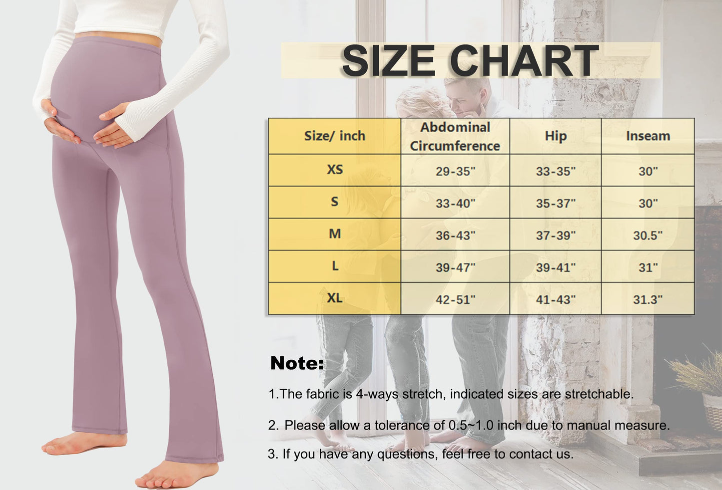 JOYSPELS Smooth Feeling Maternity Bootcut Pants with Pockets Over The Belly Pregnancy Yoga Pants for Work Casual