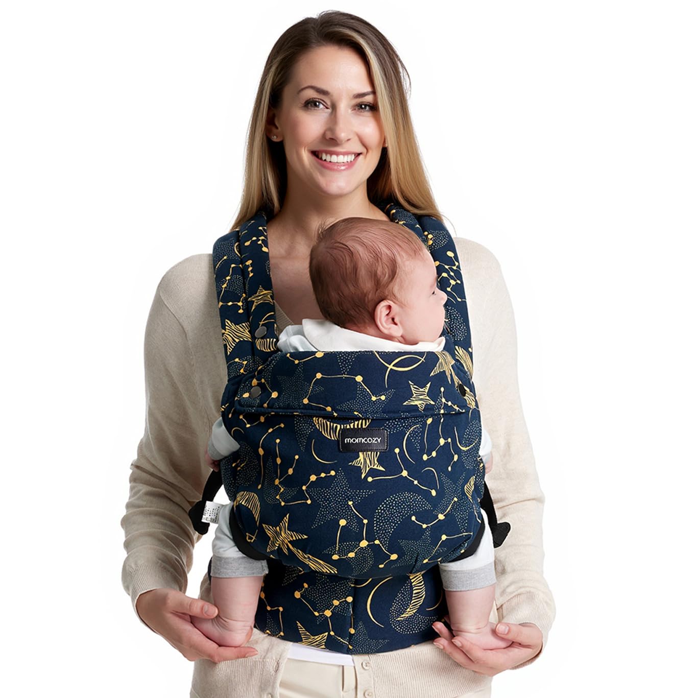 Momcozy Baby Carrier - Ergonomic, Cozy and Lightweight Carrier for 7-44lbs, Effortless to Put On, Ideal for Hands-Free Parenting, Enhanced Lumbar Support, Purehug for Infant to Toddler, Khaki