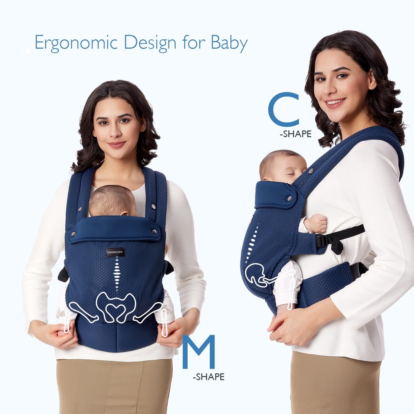 Momcozy Baby Carrier - Ergonomic, Cozy and Lightweight Carrier for 7-44lbs, Effortless to Put On, Ideal for Hands-Free Parenting, Enhanced Lumbar Support, Purehug for Infant to Toddler, Khaki