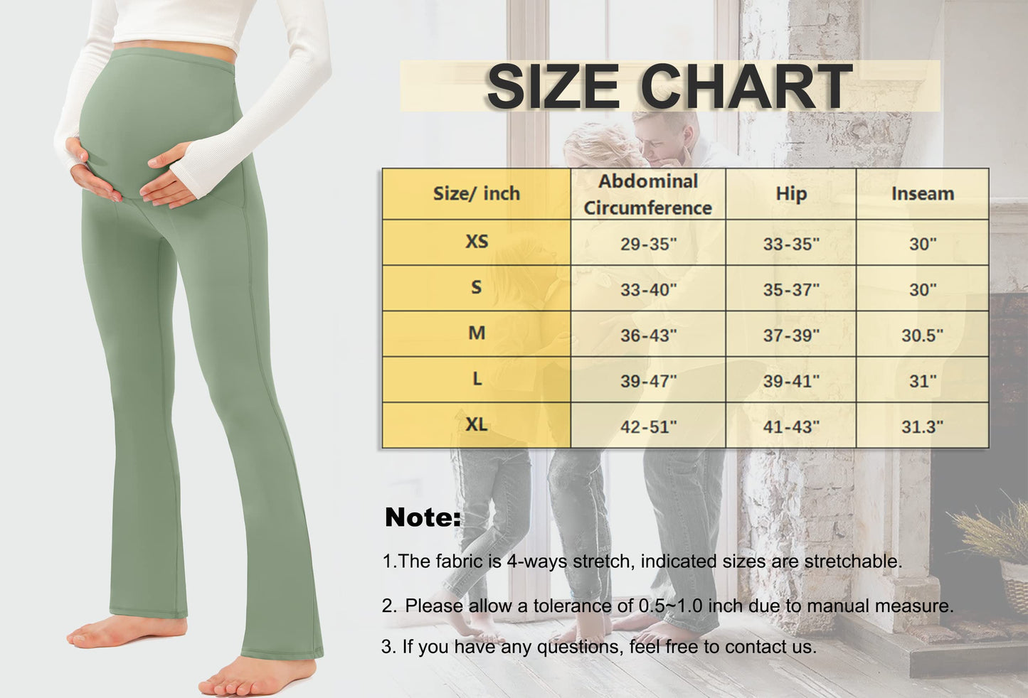 JOYSPELS Smooth Feeling Maternity Bootcut Pants with Pockets Over The Belly Pregnancy Yoga Pants for Work Casual