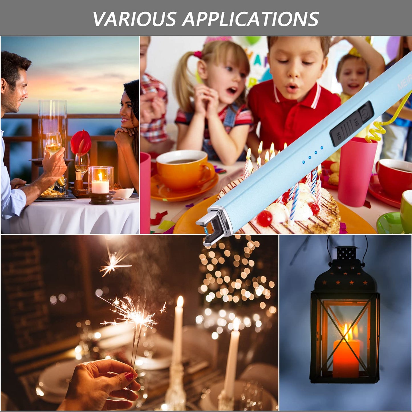 MEIRUBY Lighter Electric Candle Lighter, Stocking Stuffers for Adults Women Men Wife Sister Friend, Birthday for Women Mom, Rechargeable USB Lighter Arc Lighters for Candle Camping BBQ