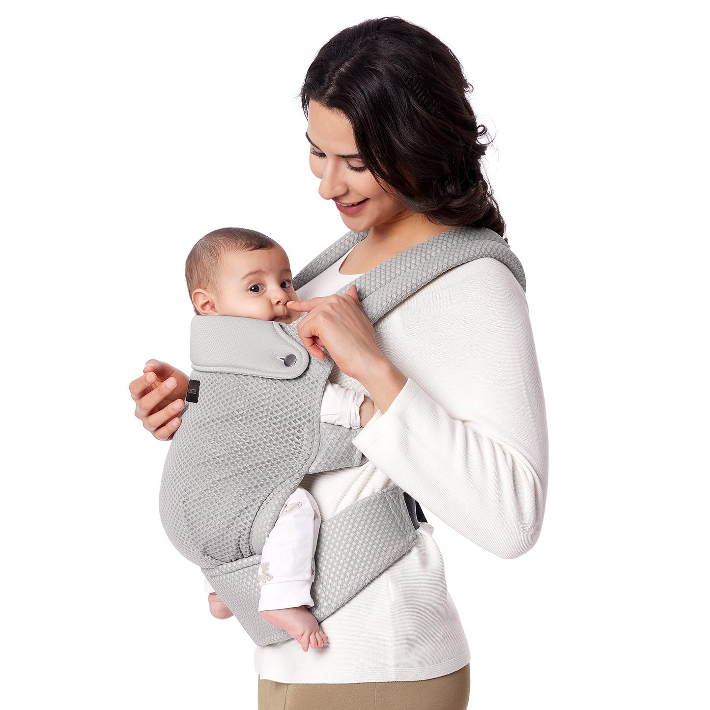 Momcozy Baby Carrier - Ergonomic, Cozy and Lightweight Carrier for 7-44lbs, Effortless to Put On, Ideal for Hands-Free Parenting, Enhanced Lumbar Support, Purehug for Infant to Toddler, Khaki