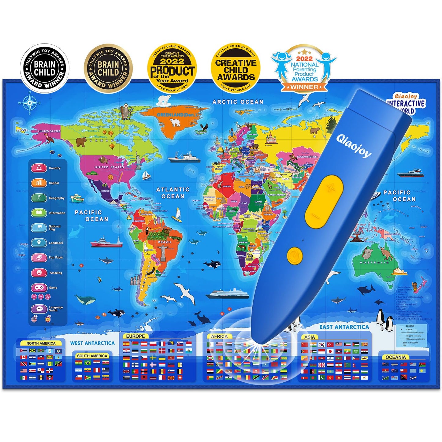 Bilingual Interactive for Kids Talking USA Map Solar System Poster for Kids Learning and Educational Toys,Talking Educational Toy for Ages 3 to 12 Years Old Girls/Boys,Learning Chart for Preschool