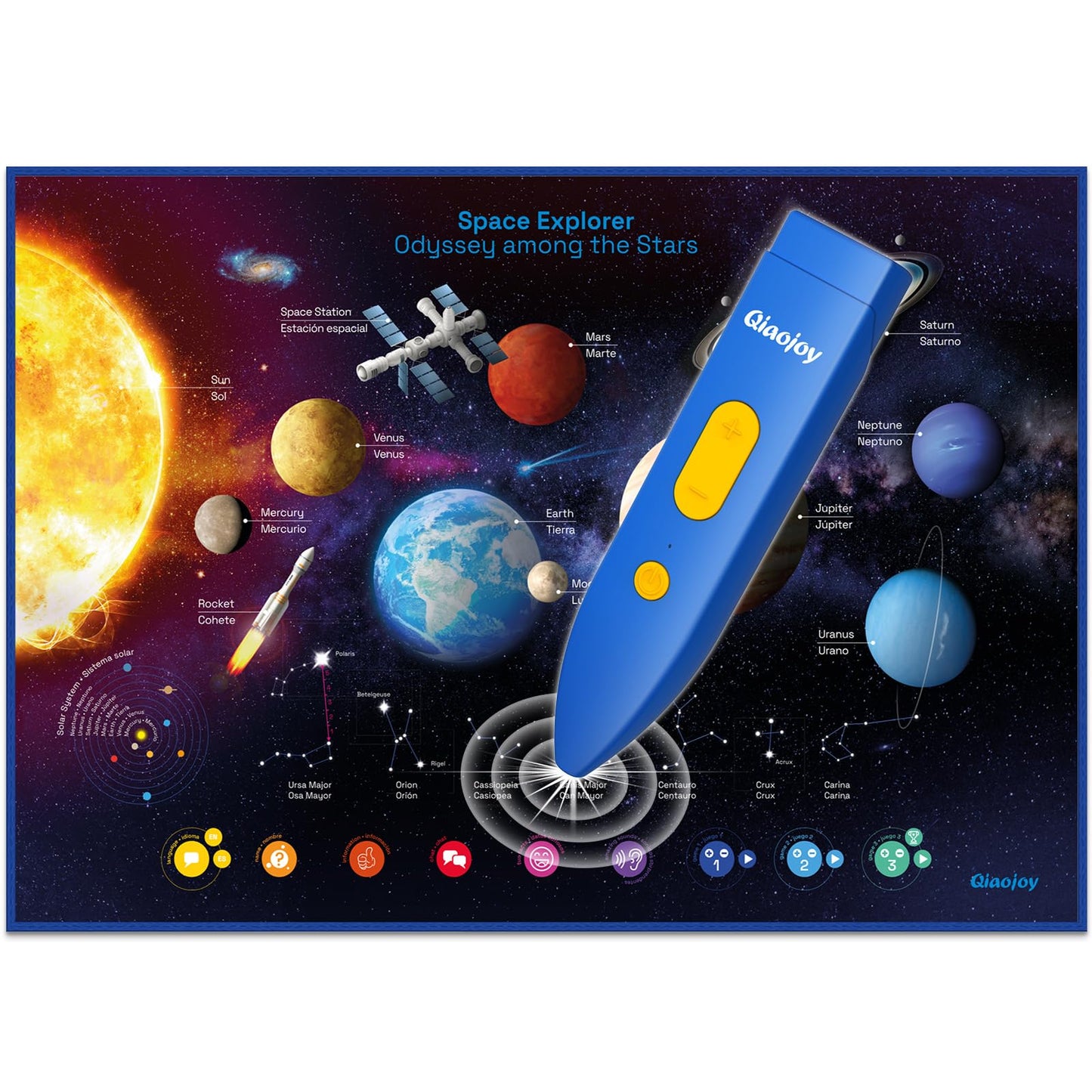 Bilingual Interactive for Kids Talking USA Map Solar System Poster for Kids Learning and Educational Toys,Talking Educational Toy for Ages 3 to 12 Years Old Girls/Boys,Learning Chart for Preschool