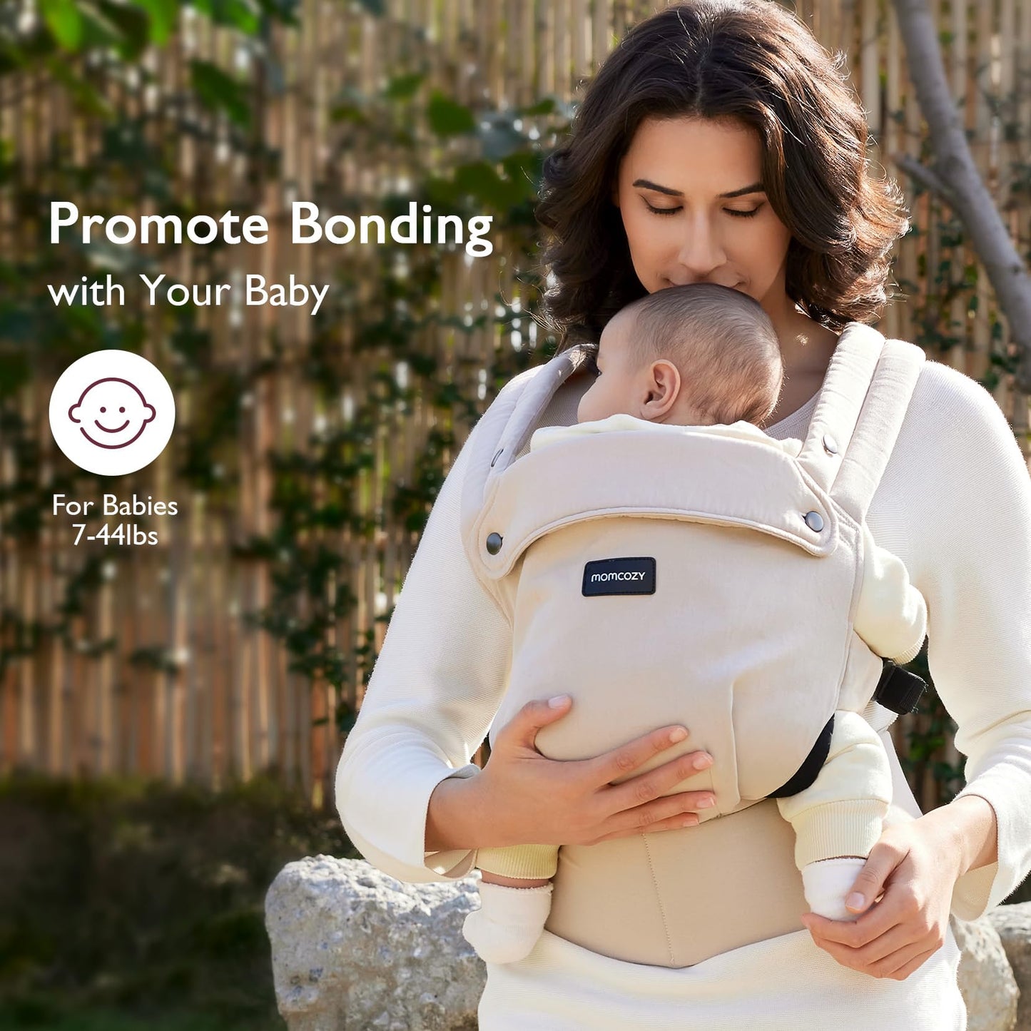 Momcozy Baby Carrier - Ergonomic, Cozy and Lightweight Carrier for 7-44lbs, Effortless to Put On, Ideal for Hands-Free Parenting, Enhanced Lumbar Support, Purehug for Infant to Toddler, Khaki