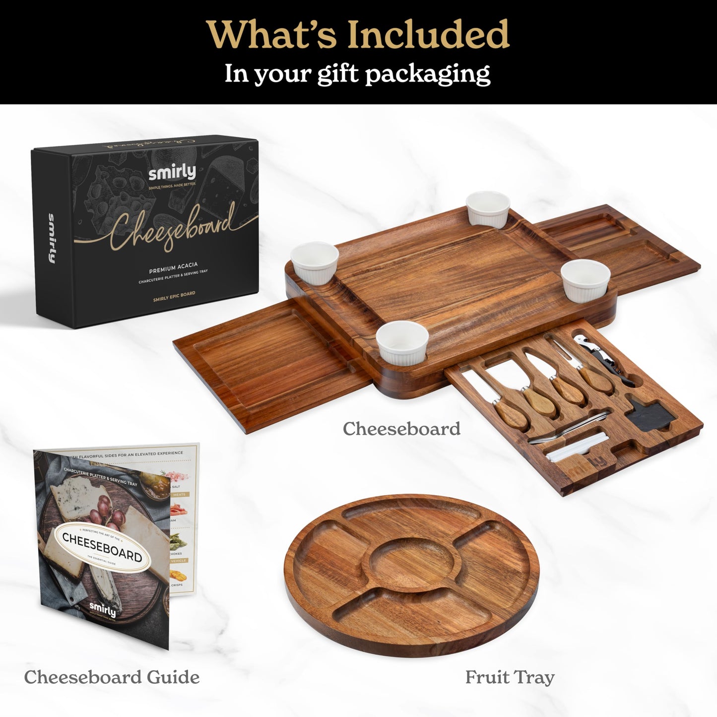 SMIRLY Charcuterie Boards Gift Set: Charcuterie Board Set, Bamboo Cheese Board Set - House Warming Gifts New Home, Wedding Gifts for Couple, Bridal Shower Gift