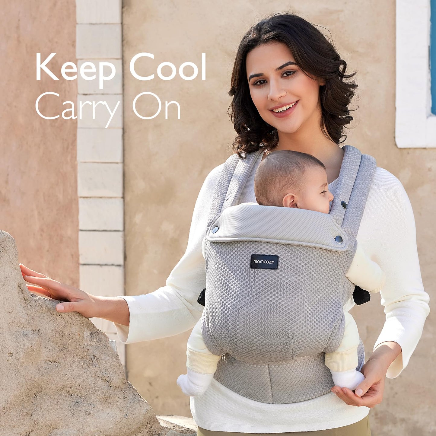 Momcozy Baby Carrier - Ergonomic, Cozy and Lightweight Carrier for 7-44lbs, Effortless to Put On, Ideal for Hands-Free Parenting, Enhanced Lumbar Support, Purehug for Infant to Toddler, Khaki