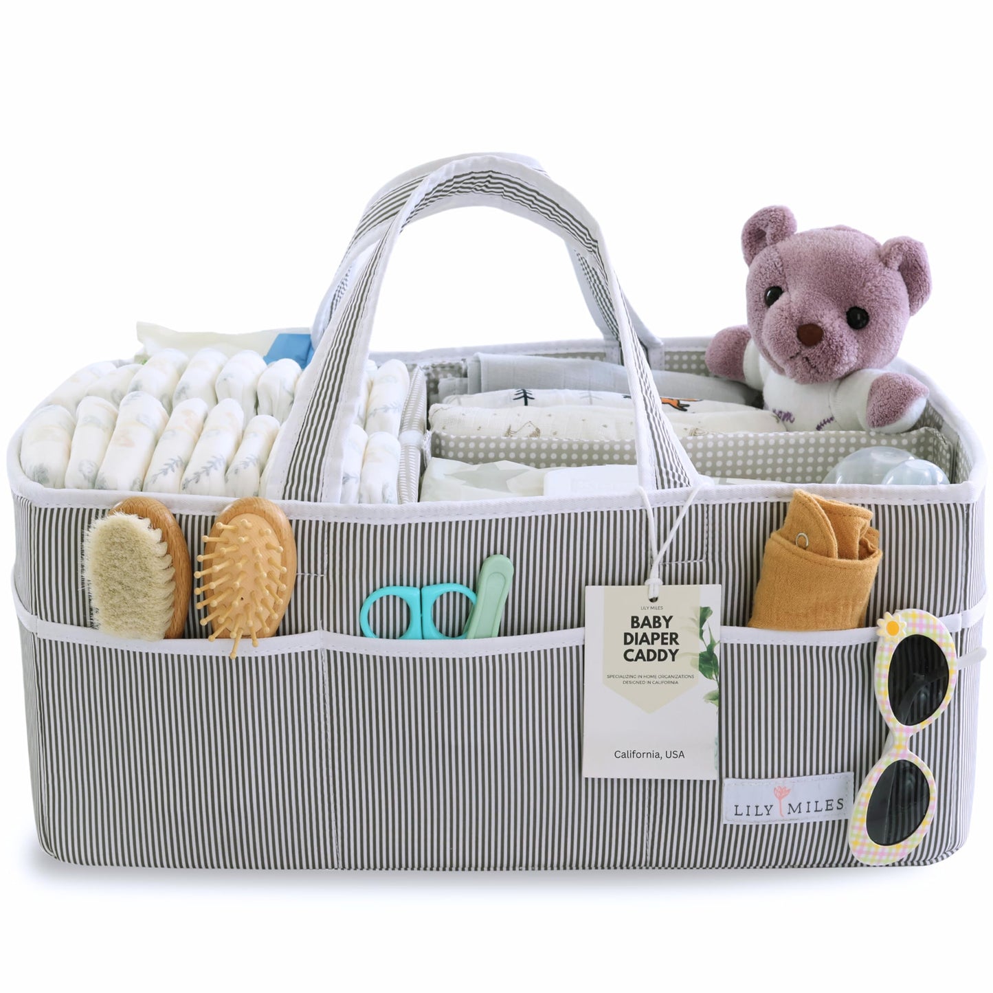 Lily Miles Baby Diaper Caddy - Large Organizer Tote Bag for Baby essentials Boy or Girl - Baby Shower Basket - Nursery Must Haves - Registry Favorites - Newborn Caddie Car Travel