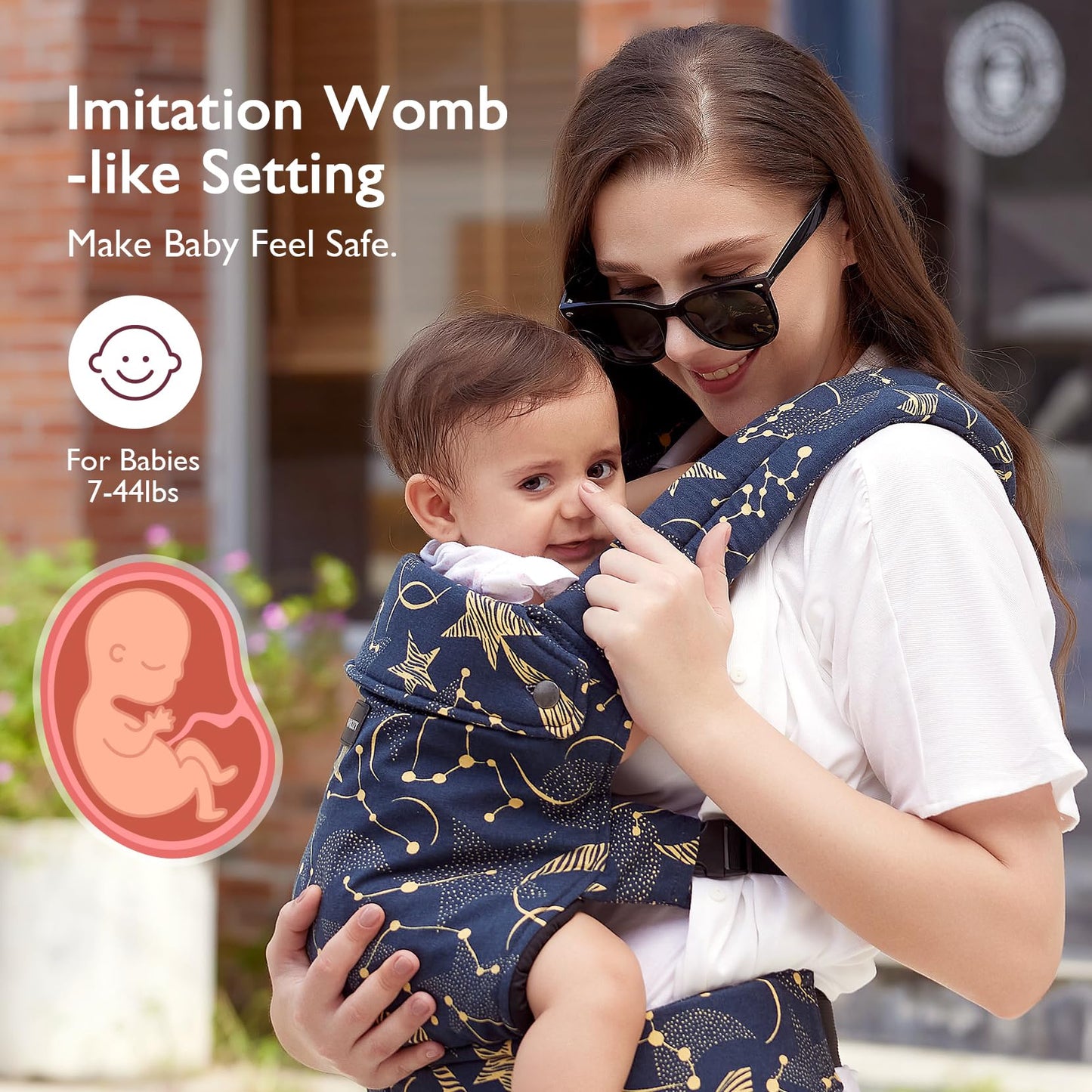 Momcozy Baby Carrier - Ergonomic, Cozy and Lightweight Carrier for 7-44lbs, Effortless to Put On, Ideal for Hands-Free Parenting, Enhanced Lumbar Support, Purehug for Infant to Toddler, Khaki