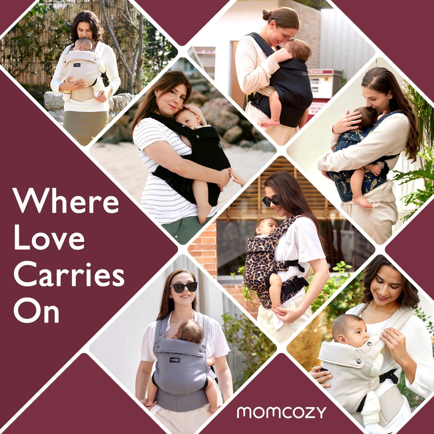 Momcozy Baby Carrier - Ergonomic, Cozy and Lightweight Carrier for 7-44lbs, Effortless to Put On, Ideal for Hands-Free Parenting, Enhanced Lumbar Support, Purehug for Infant to Toddler, Khaki