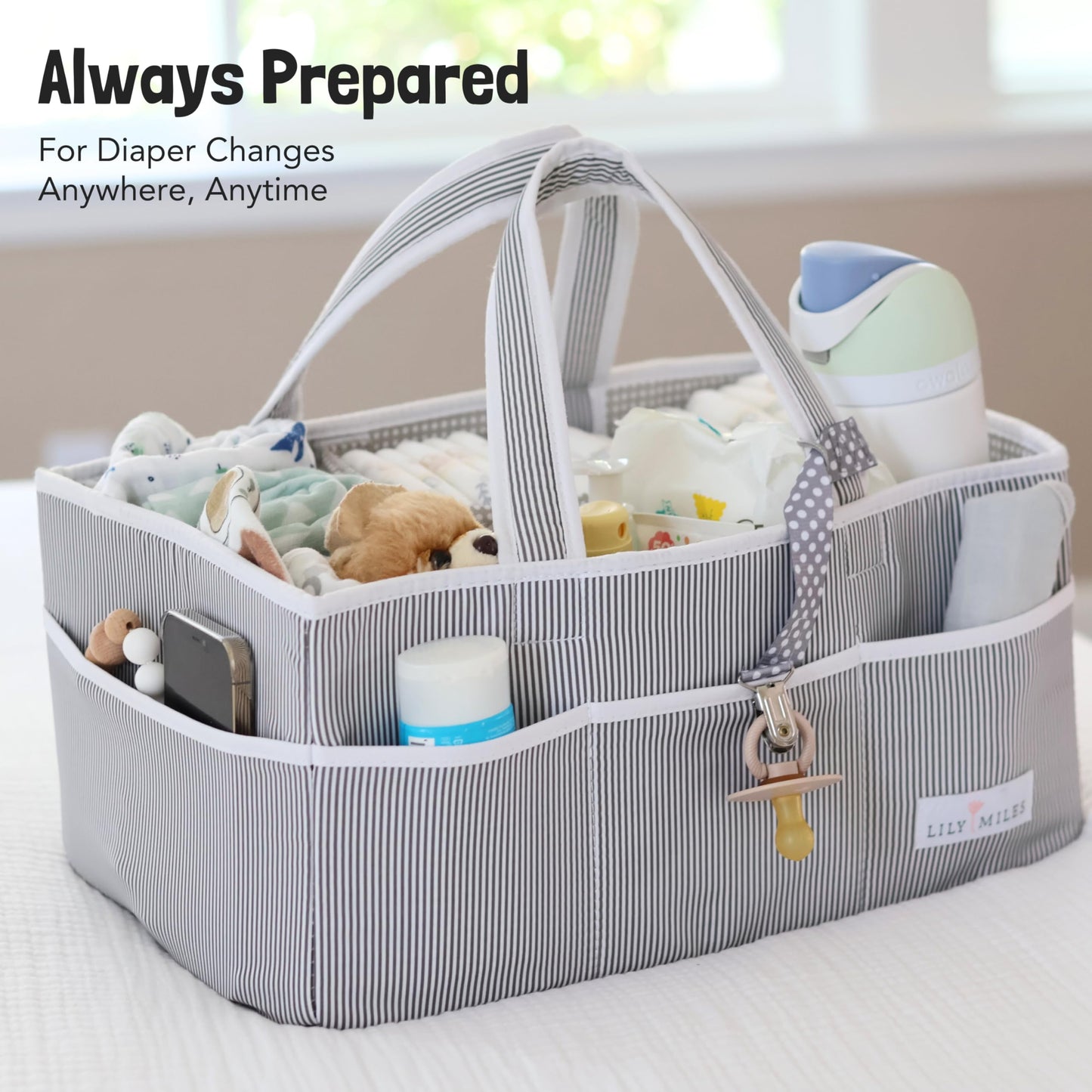 Lily Miles Baby Diaper Caddy - Large Organizer Tote Bag for Baby essentials Boy or Girl - Baby Shower Basket - Nursery Must Haves - Registry Favorites - Newborn Caddie Car Travel