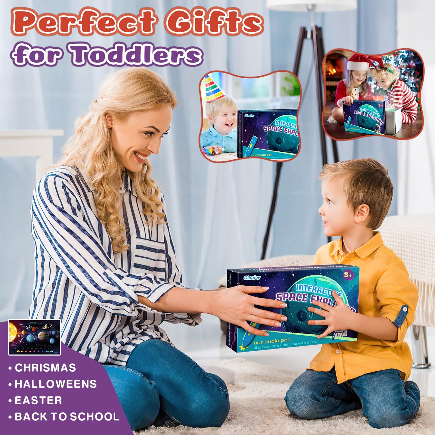 Bilingual Interactive for Kids Talking USA Map Solar System Poster for Kids Learning and Educational Toys,Talking Educational Toy for Ages 3 to 12 Years Old Girls/Boys,Learning Chart for Preschool