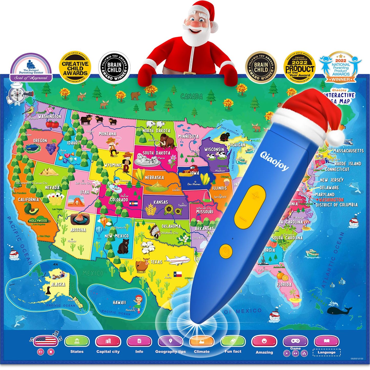 Bilingual Interactive for Kids Talking USA Map Solar System Poster for Kids Learning and Educational Toys,Talking Educational Toy for Ages 3 to 12 Years Old Girls/Boys,Learning Chart for Preschool