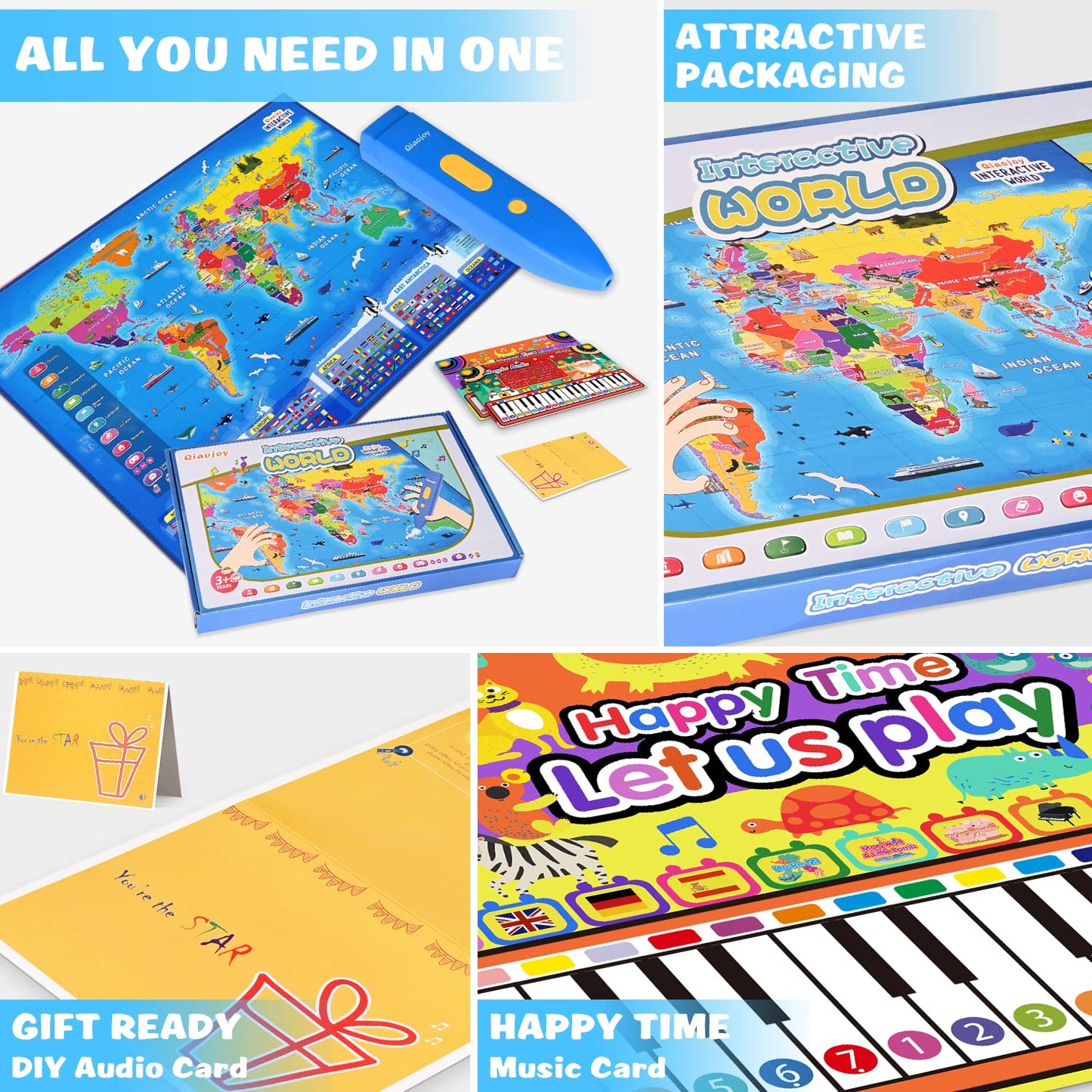 Bilingual Interactive for Kids Talking USA Map Solar System Poster for Kids Learning and Educational Toys,Talking Educational Toy for Ages 3 to 12 Years Old Girls/Boys,Learning Chart for Preschool