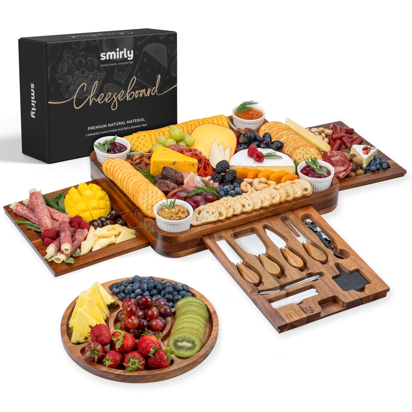 SMIRLY Charcuterie Boards Gift Set: Charcuterie Board Set, Bamboo Cheese Board Set - House Warming Gifts New Home, Wedding Gifts for Couple, Bridal Shower Gift