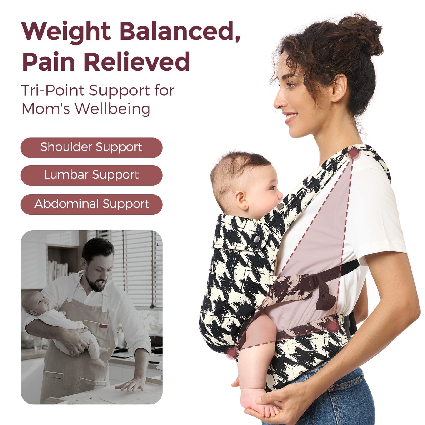 Momcozy Baby Carrier - Ergonomic, Cozy and Lightweight Carrier for 7-44lbs, Effortless to Put On, Ideal for Hands-Free Parenting, Enhanced Lumbar Support, Purehug for Infant to Toddler, Khaki