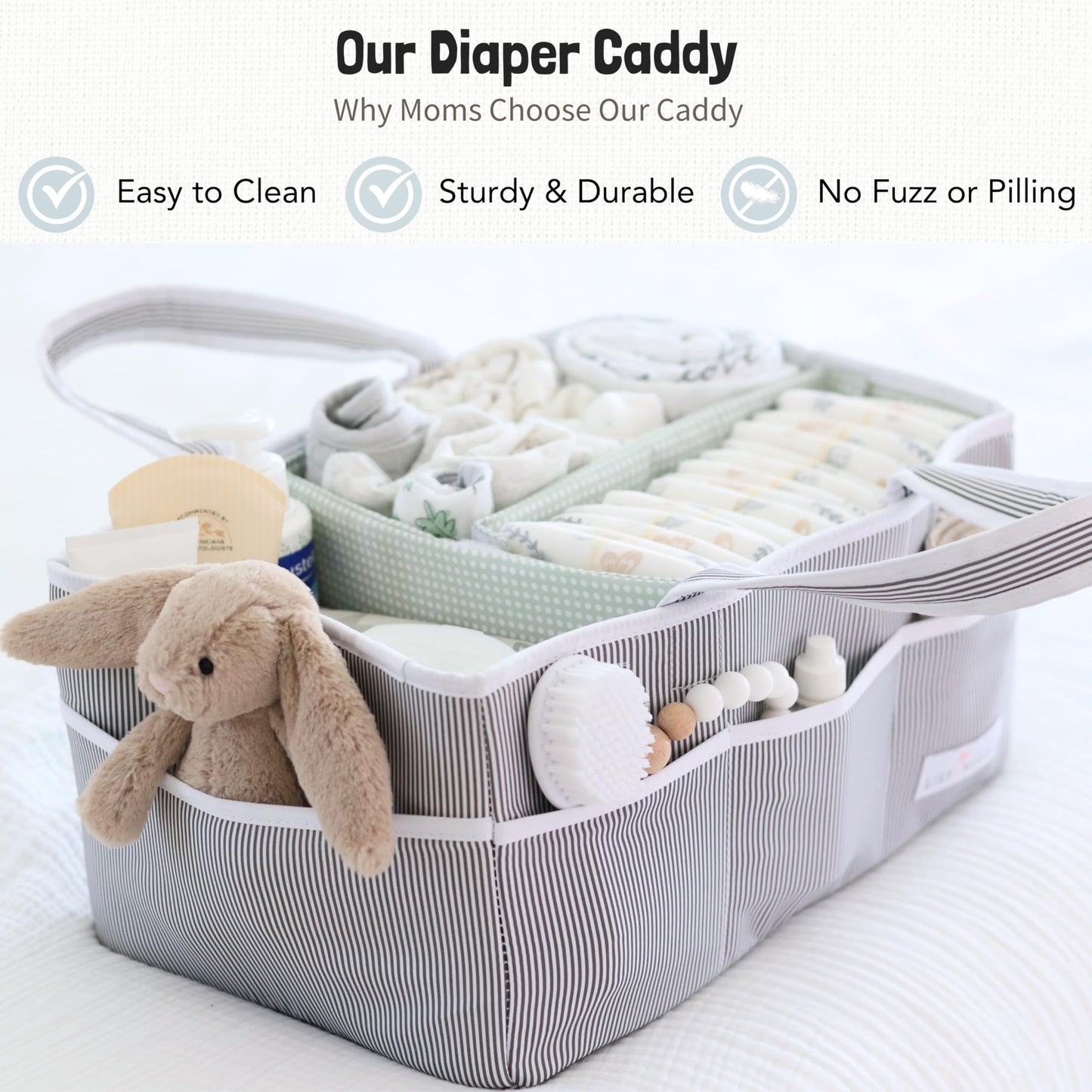 Lily Miles Baby Diaper Caddy - Large Organizer Tote Bag for Baby essentials Boy or Girl - Baby Shower Basket - Nursery Must Haves - Registry Favorites - Newborn Caddie Car Travel