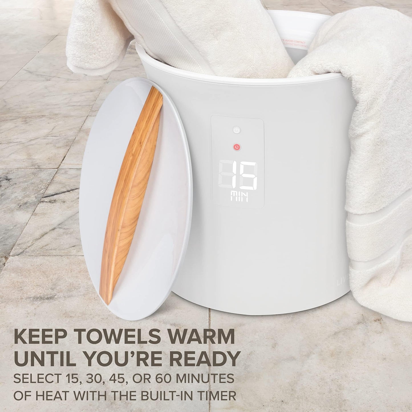 Live Fine Towel Warmer | Bucket Style Luxury Heater with LED Display, Adjustable Timer, Auto Shut-Off | Fits 40” x 70” Oversized Towel