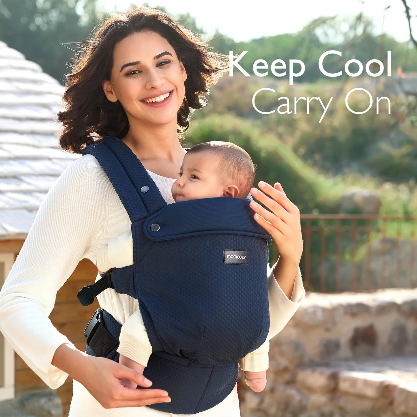 Momcozy Baby Carrier - Ergonomic, Cozy and Lightweight Carrier for 7-44lbs, Effortless to Put On, Ideal for Hands-Free Parenting, Enhanced Lumbar Support, Purehug for Infant to Toddler, Khaki